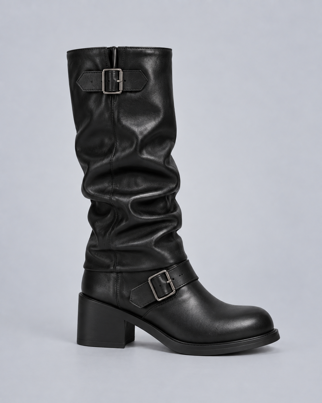 Women's Biker Buckle Knee-High Boots