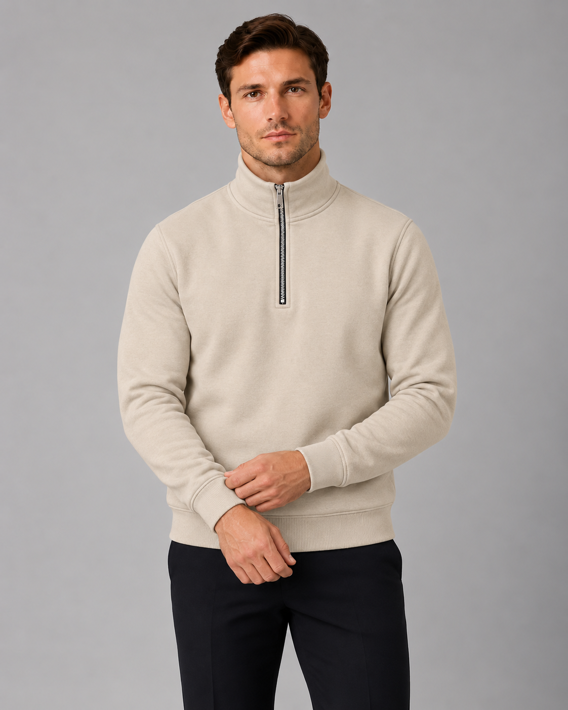 Men's High Neck Half-Zip Sweatshirt | Smart Casual Pullover