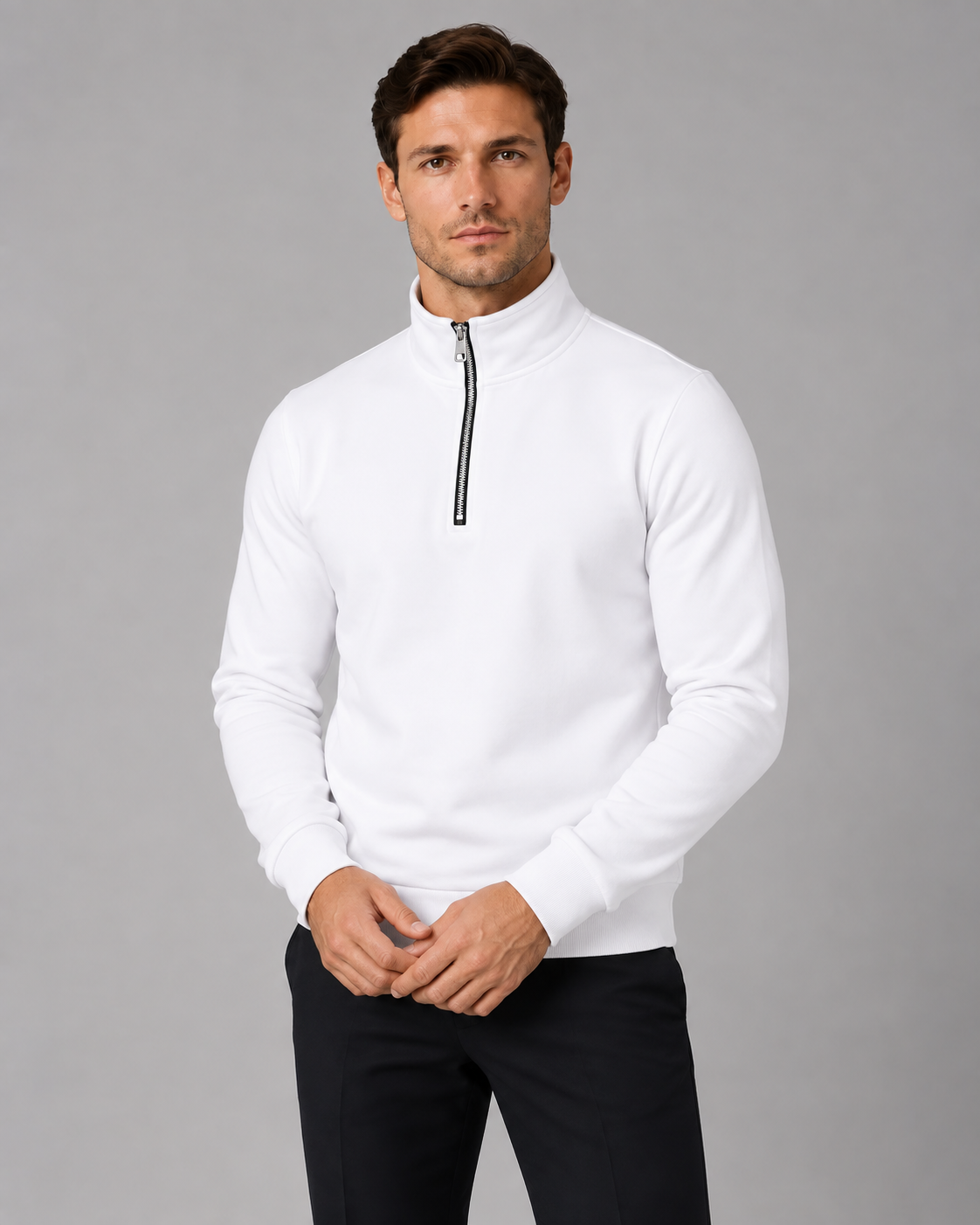 Men's High Neck Half-Zip Sweatshirt | Smart Casual Pullover