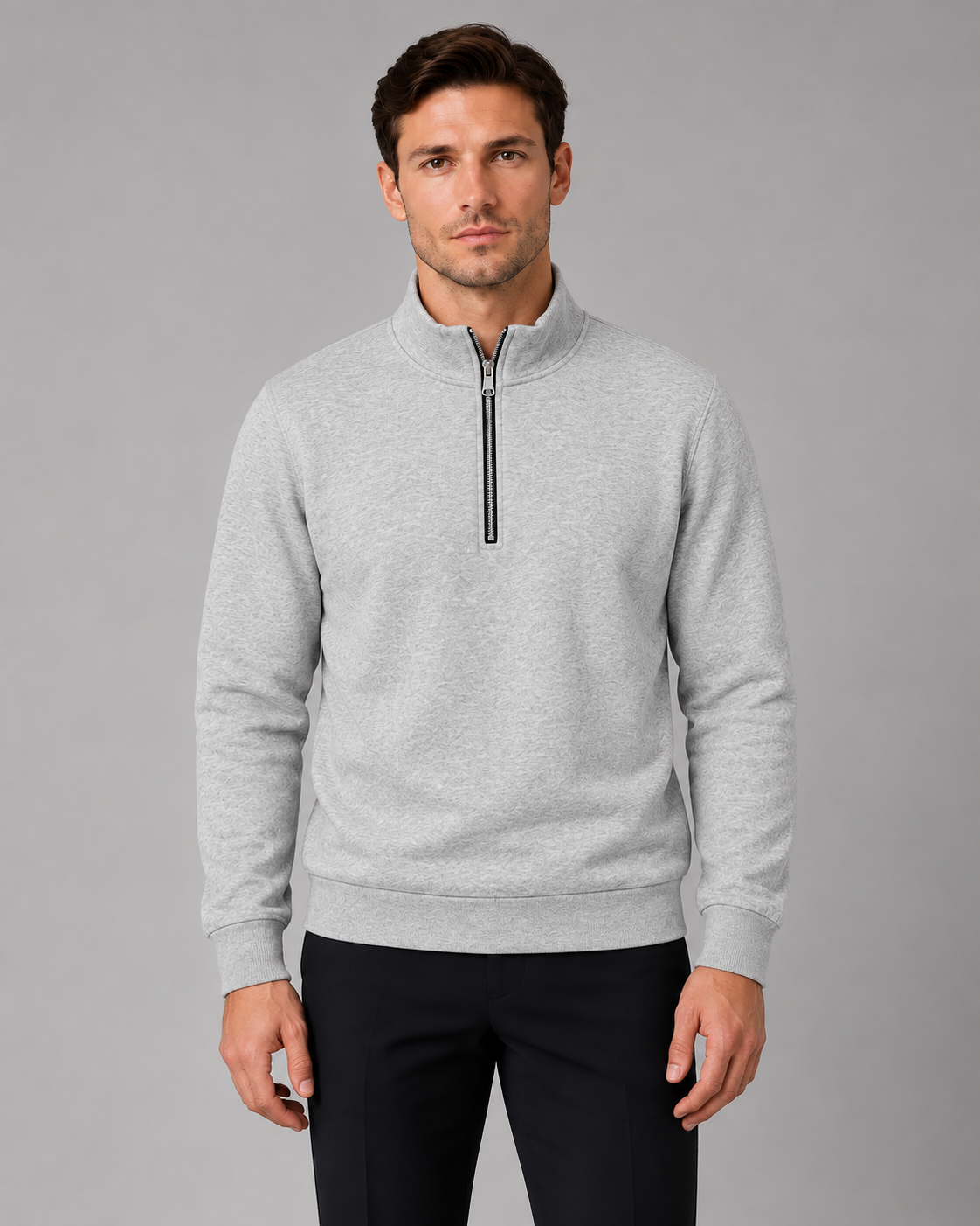 Men's High Neck Half-Zip Sweatshirt | Smart Casual Pullover