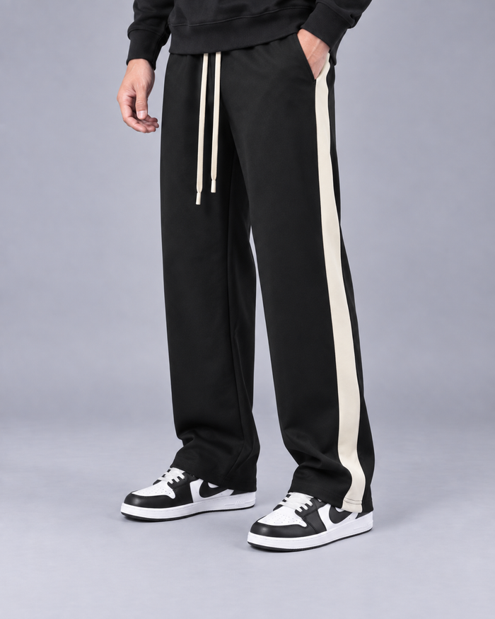 Men's Color Block Wide Trousers - Relaxed Fit Casual Pants