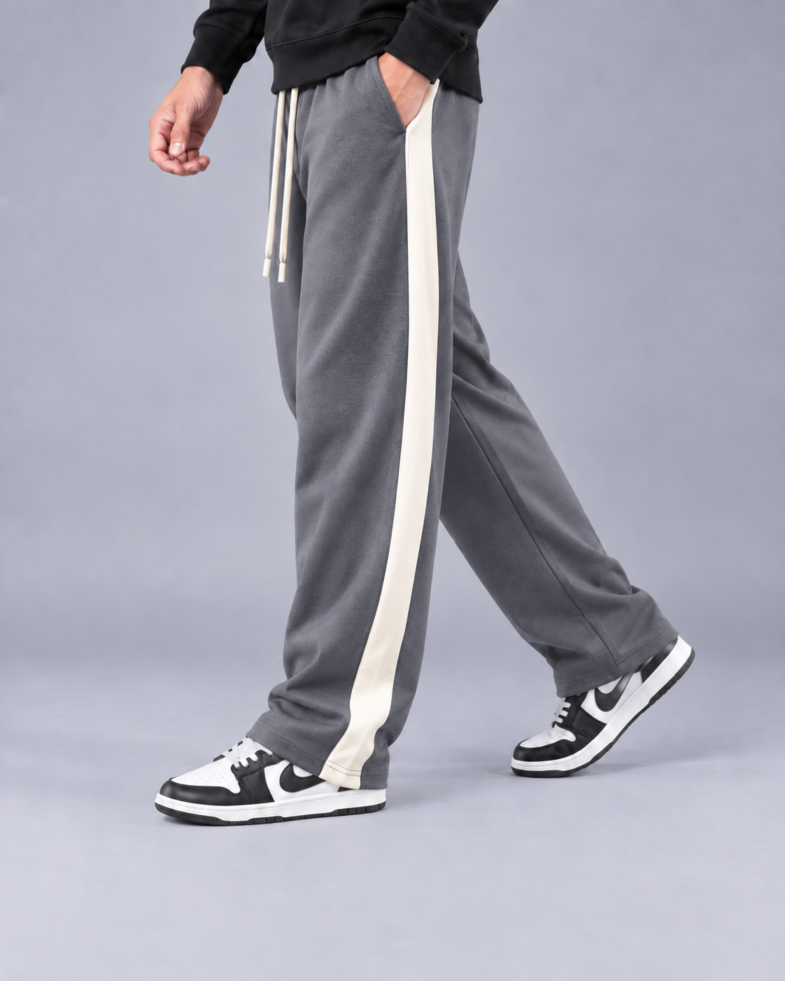 Men's Color Block Wide Trousers - Relaxed Fit Casual Pants