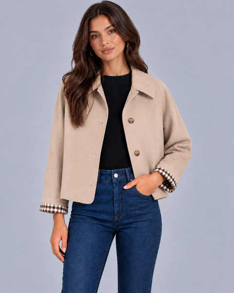 ジャケット・アウター melt the lady cropped line jacket 1 Women's Cropped Trench Jacket with Plaid Lining – Hudson Vale