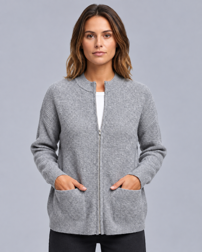 Women's Soft Cotton Knitted Cardigan with Double Pockets