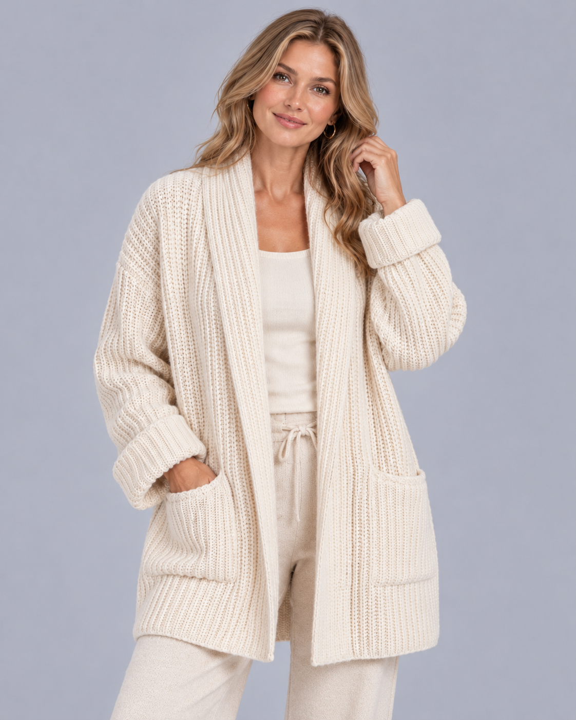 Women's Chunky Ribbed Knit Cardigan | Longline Oversized fit