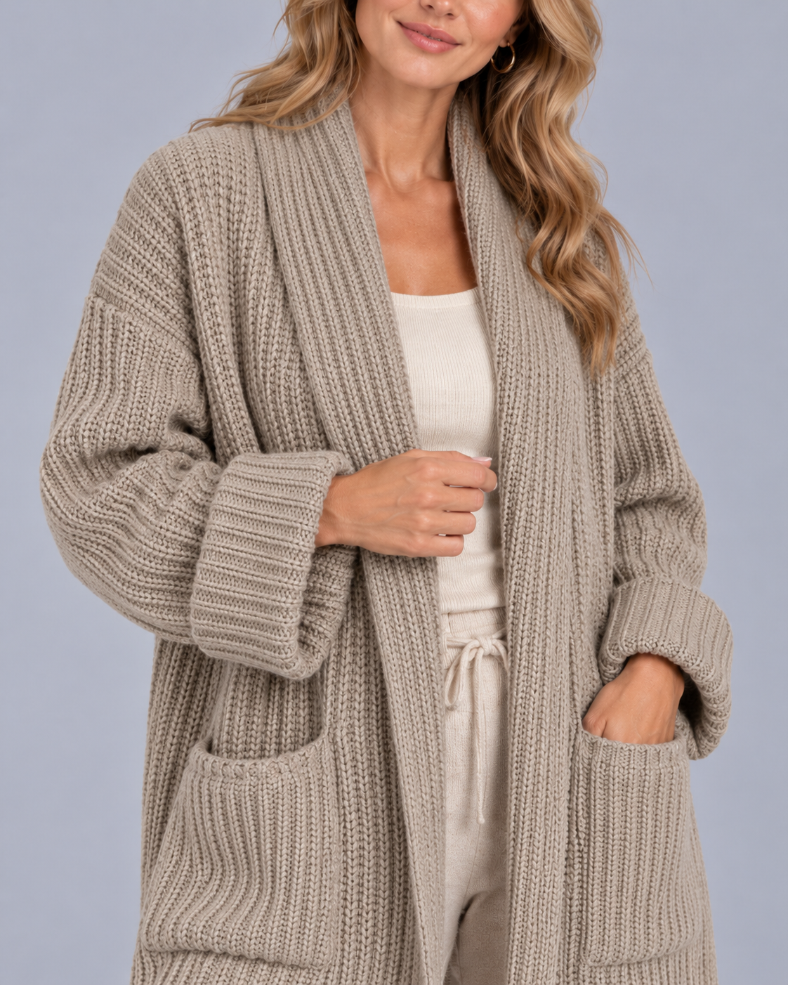 Women's Chunky Ribbed Knit Cardigan | Longline Oversized fit