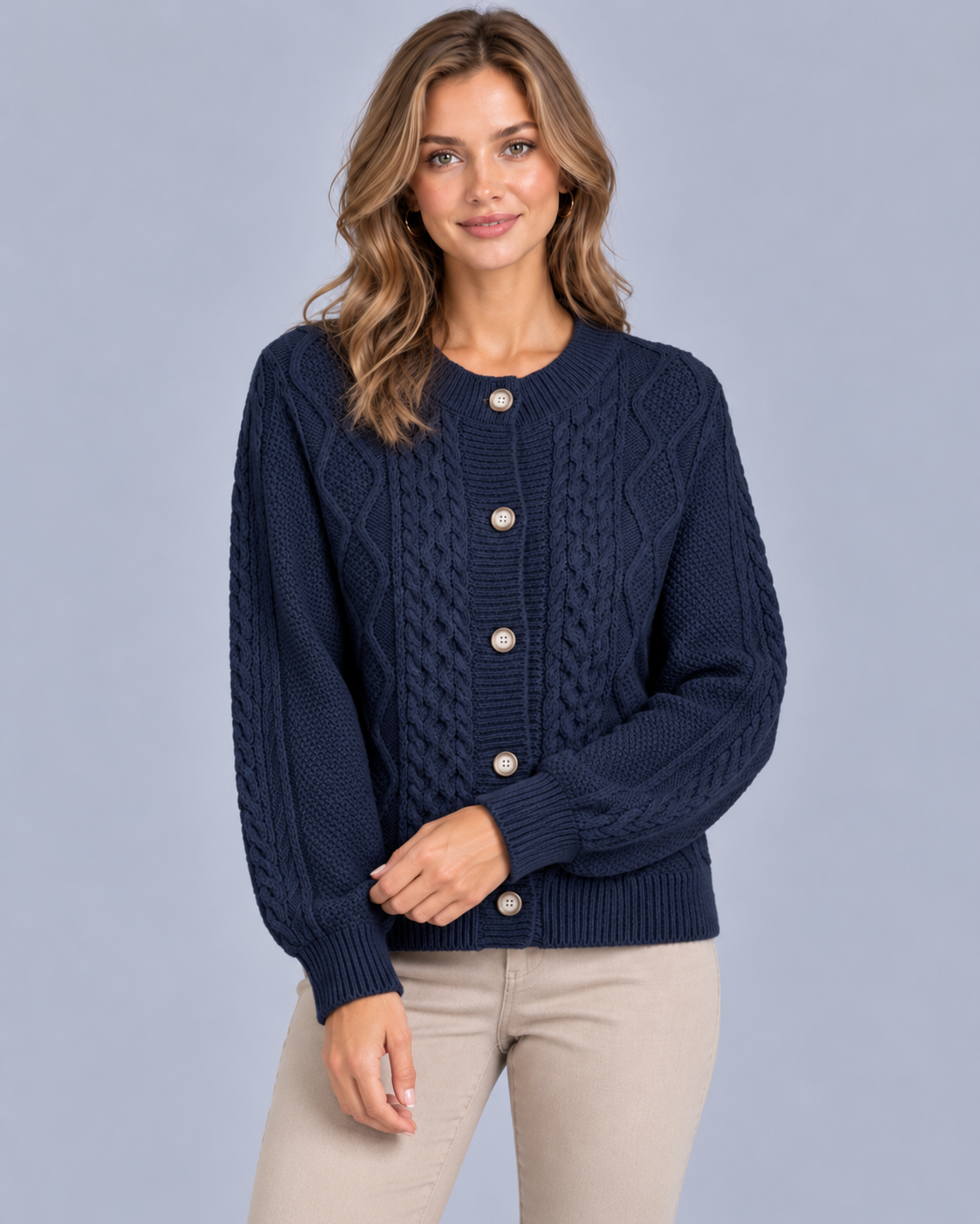 Women's Cozy Cable Knit Cardigan | Ribbed Cuffs and Hem with Oversized Fit