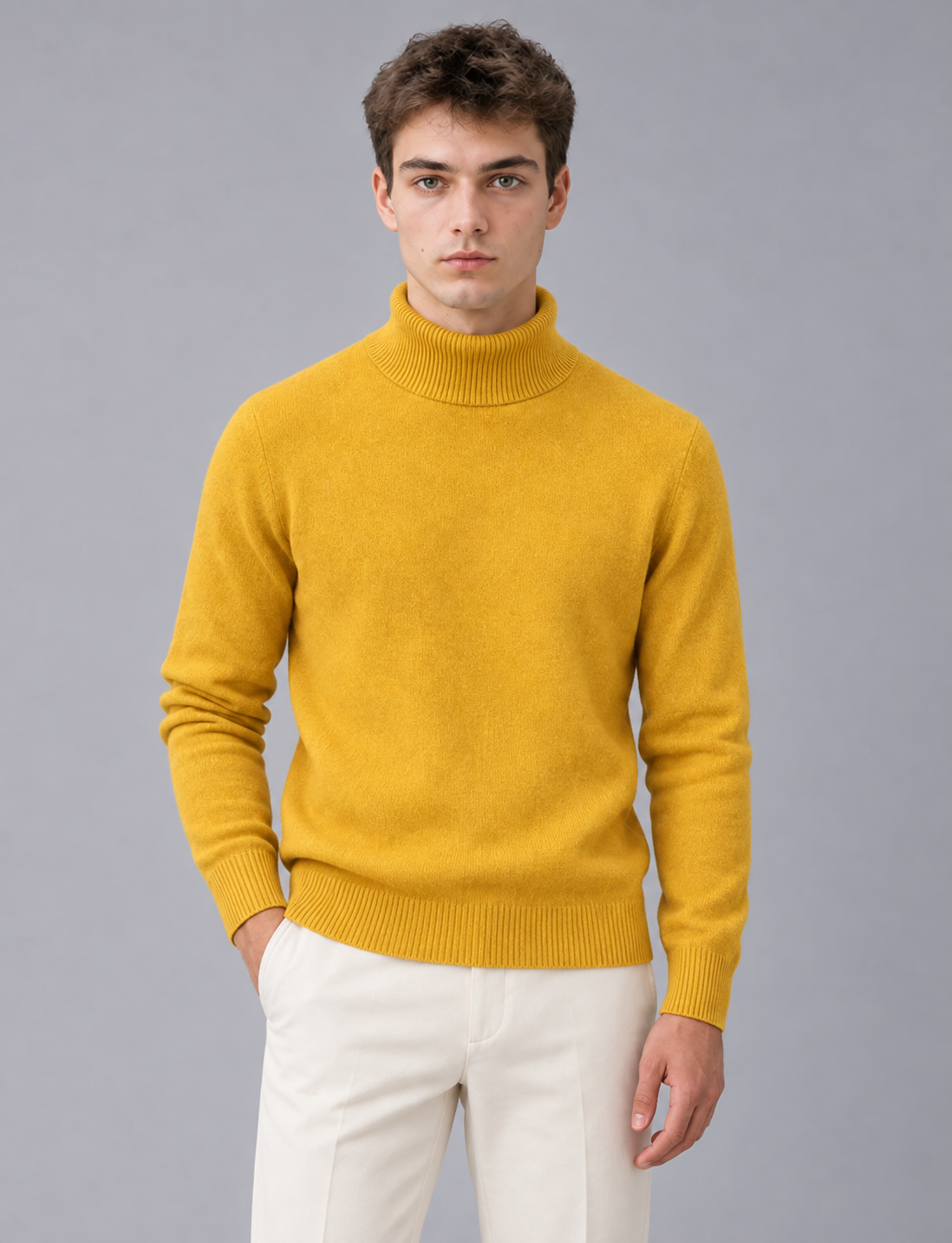 Men's Ribbed Knit Turtleneck Jumper | Slim Fit Sweater