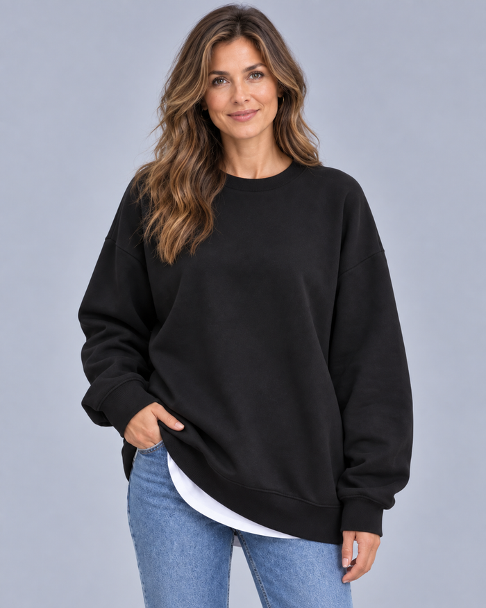 Women's Cotton Oversized Sweatshirt | Crewneck Longsleeve Sweater Pullover