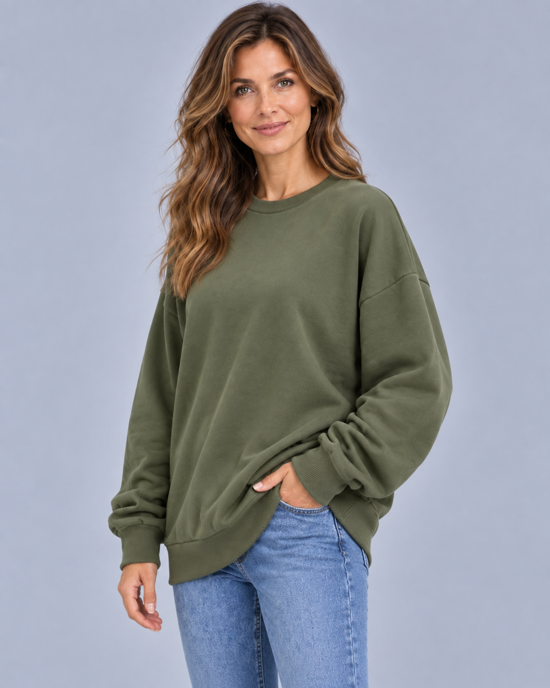 Women's Cotton Oversized Sweatshirt | Crewneck Longsleeve Sweater Pullover