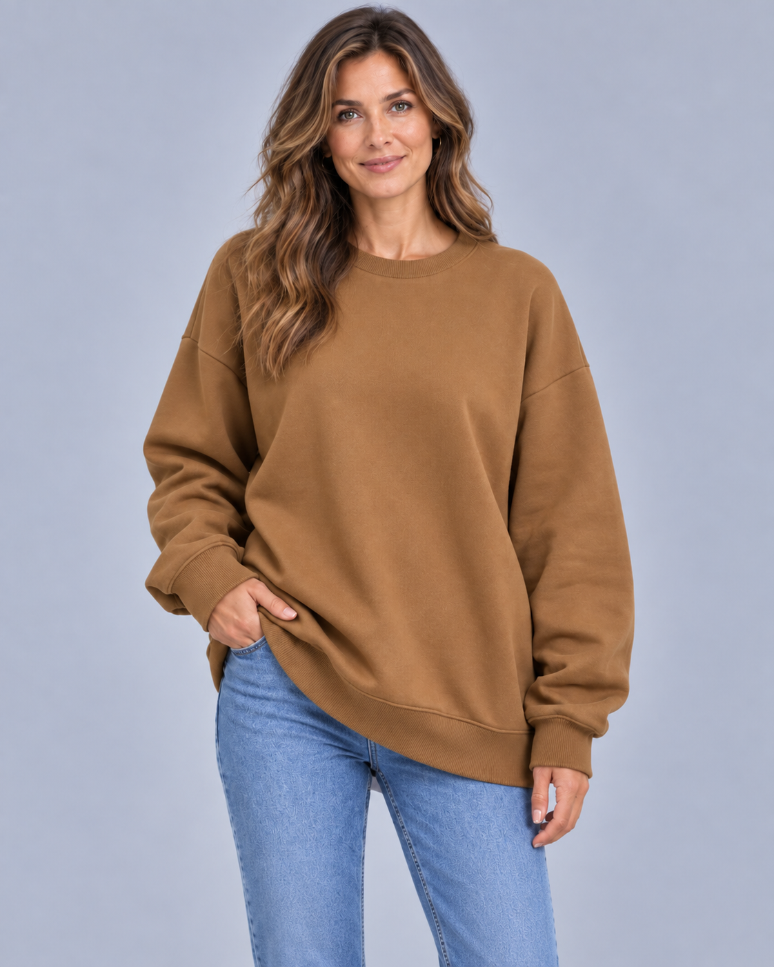 Women's Cotton Oversized Sweatshirt | Crewneck Longsleeve Sweater Pullover
