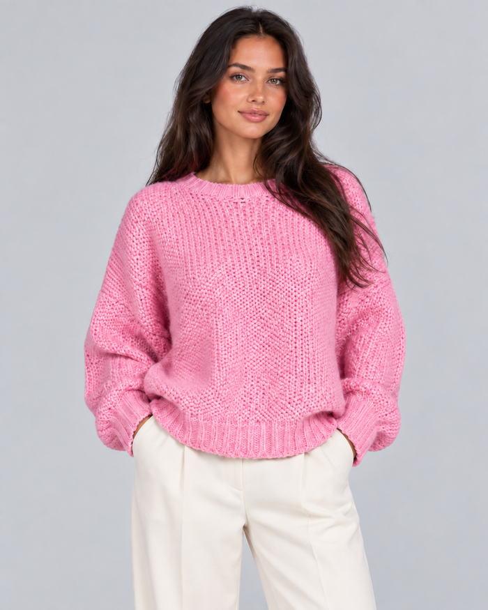 Women's Soft Chunky Knit Oversized Sweater | Cozy Crewneck Jumper