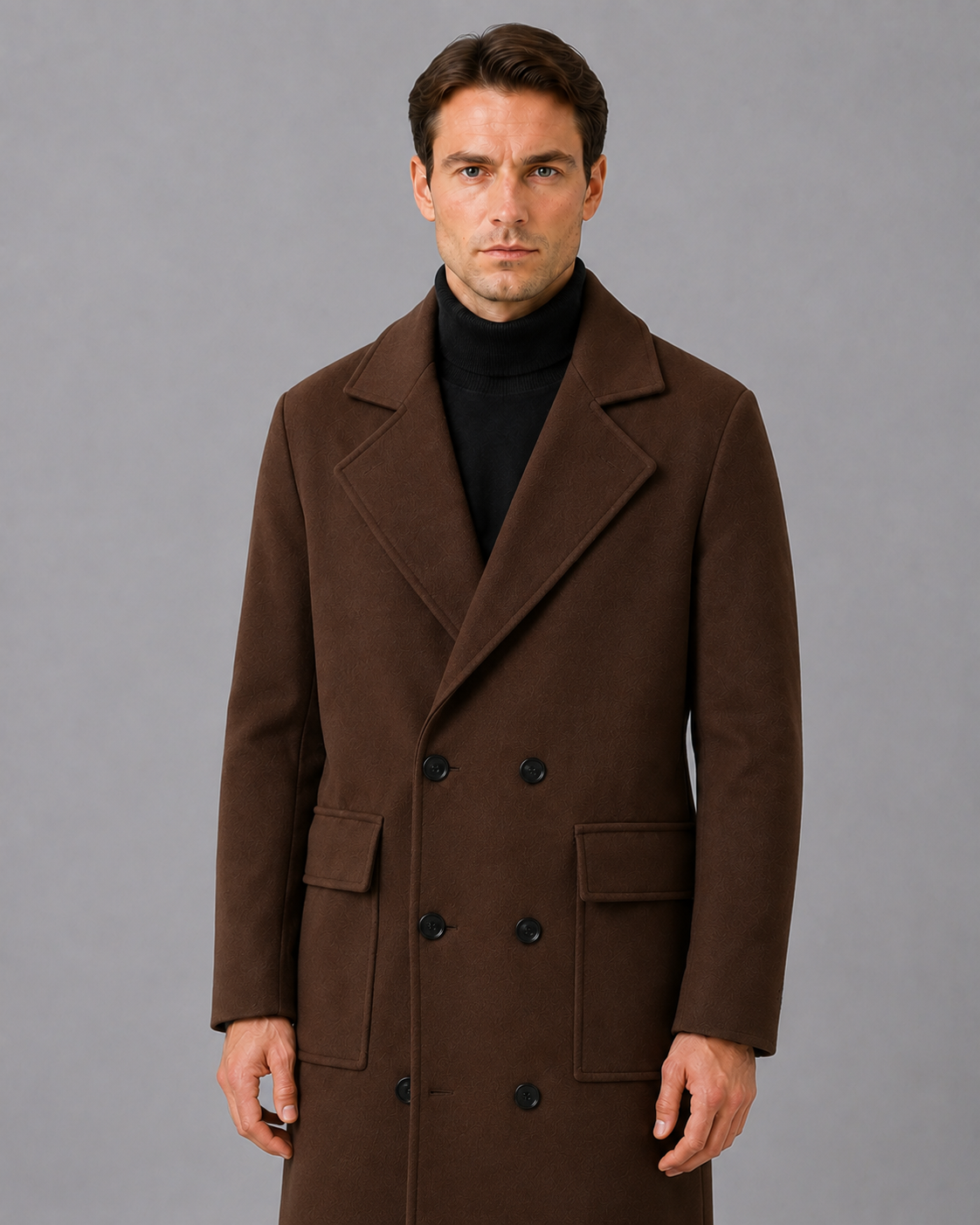 Men's Wool Overcoat with Double Pockets | Winter jacket