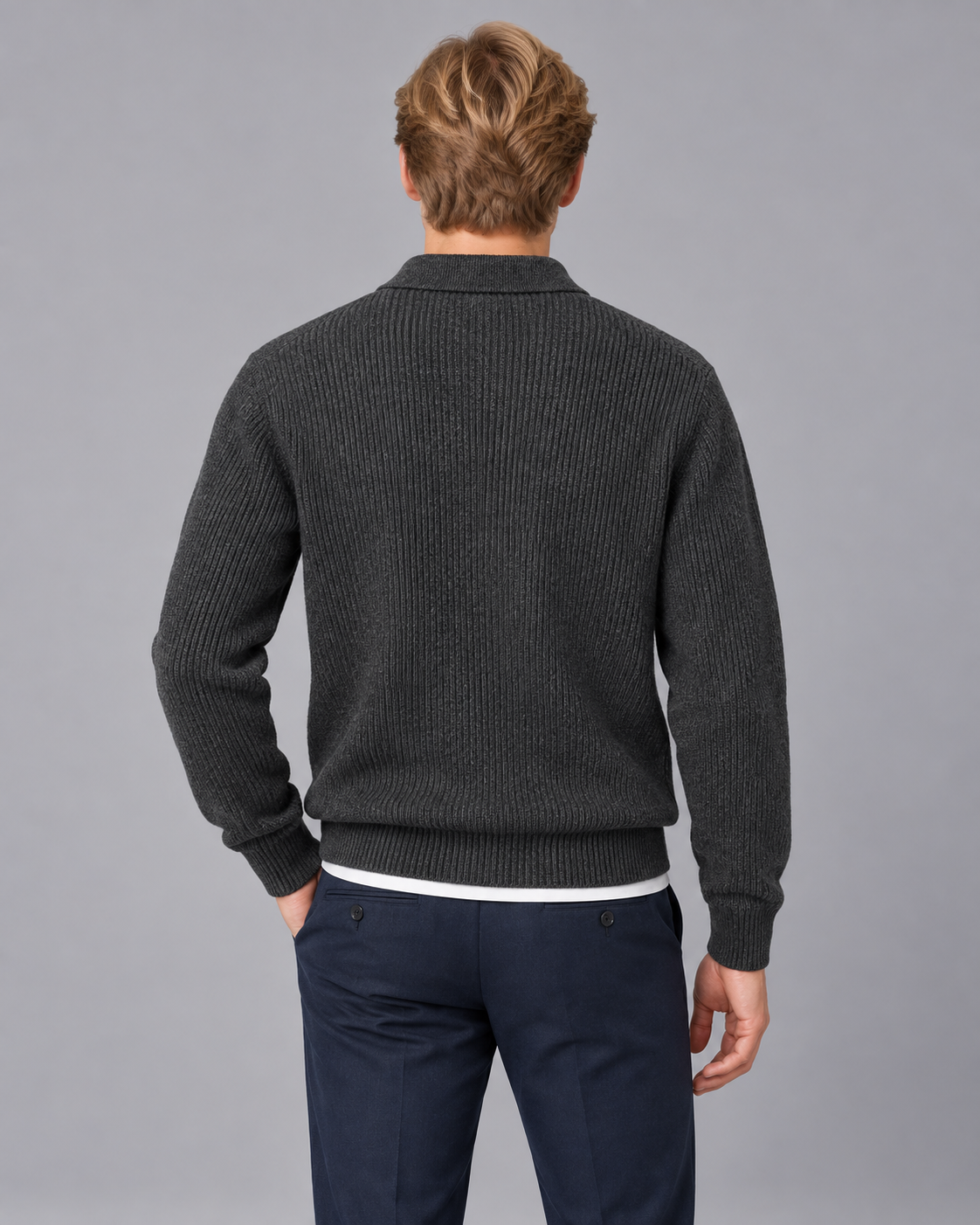 Men's Lightweight Knit Polo Jumper | Classic Collared Sweater with Buttons