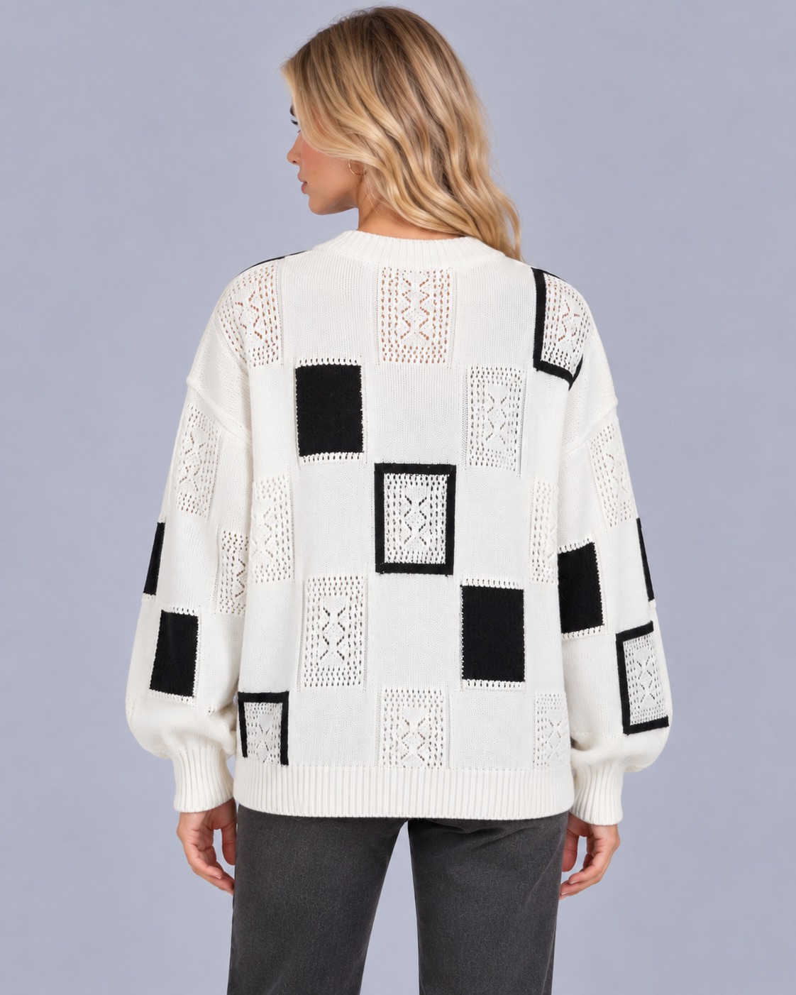 Women's Soft Knit Printed Jumper | Crewneck Sweater with Oversized Fit