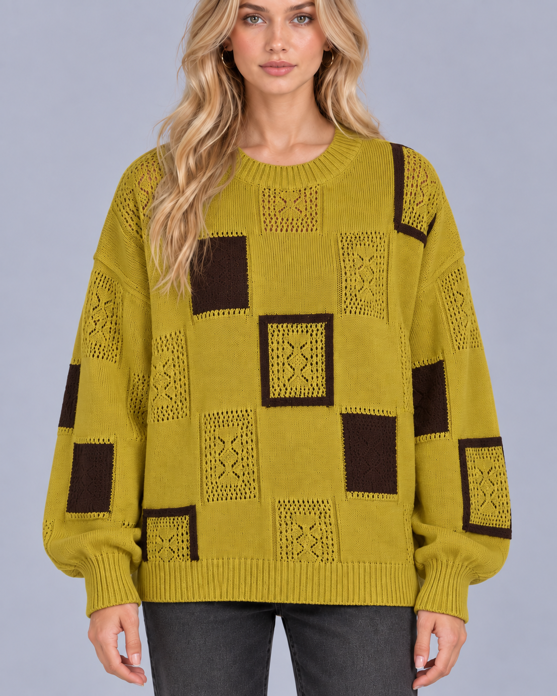 Women's Soft Knit Printed Jumper | Crewneck Sweater with Oversized Fit
