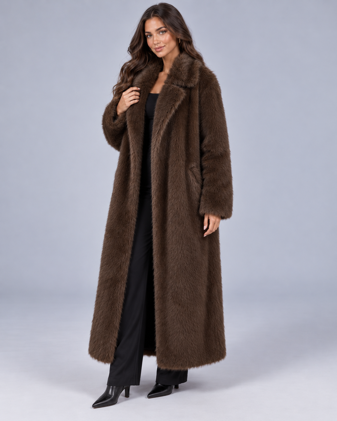 Women's Oversized Faux Fur Coat | Full-Length Winter Jacket