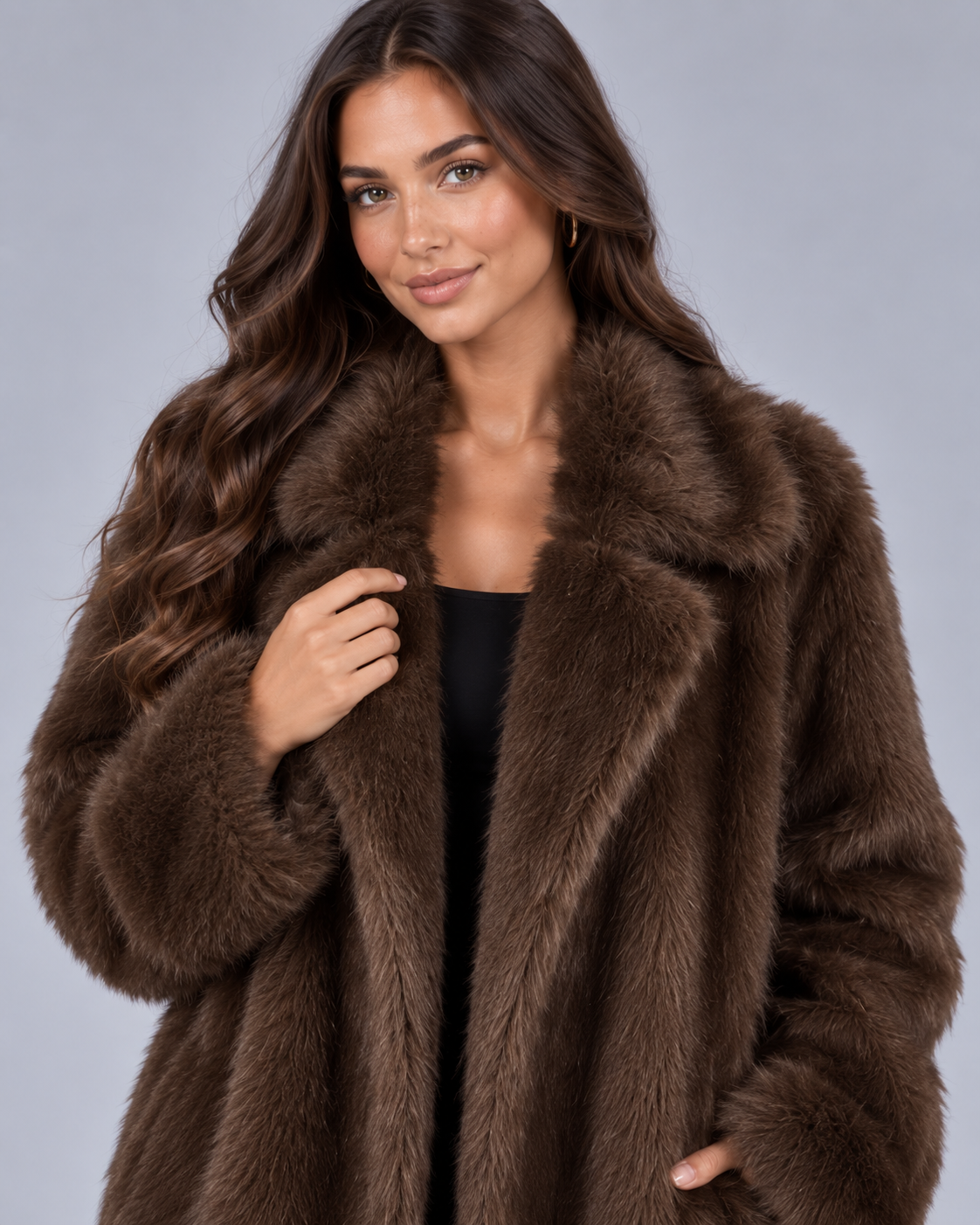 Women's Oversized Faux Fur Coat | Full-Length Winter Jacket