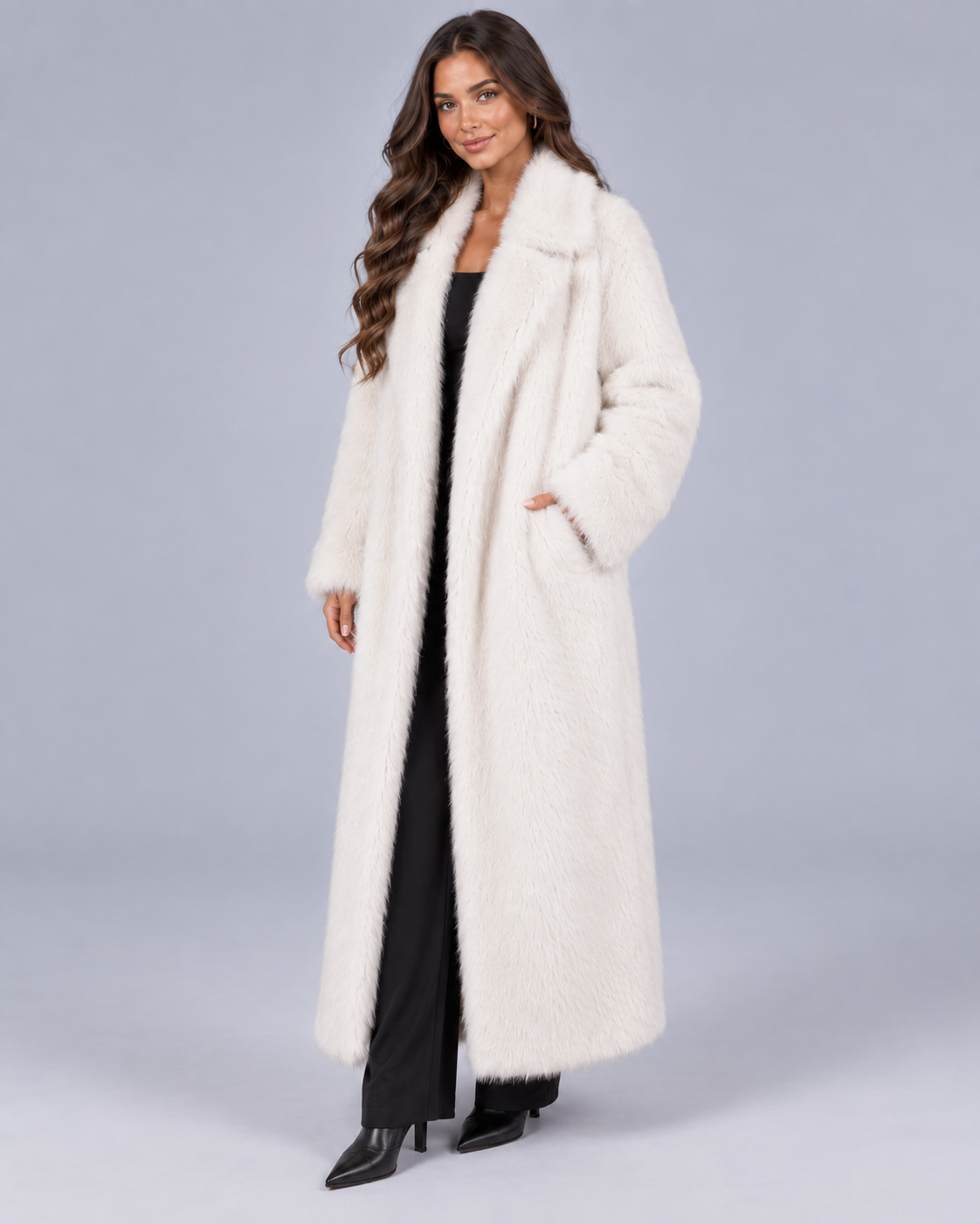 Women's Oversized Faux Fur Coat | Full-Length Winter Jacket