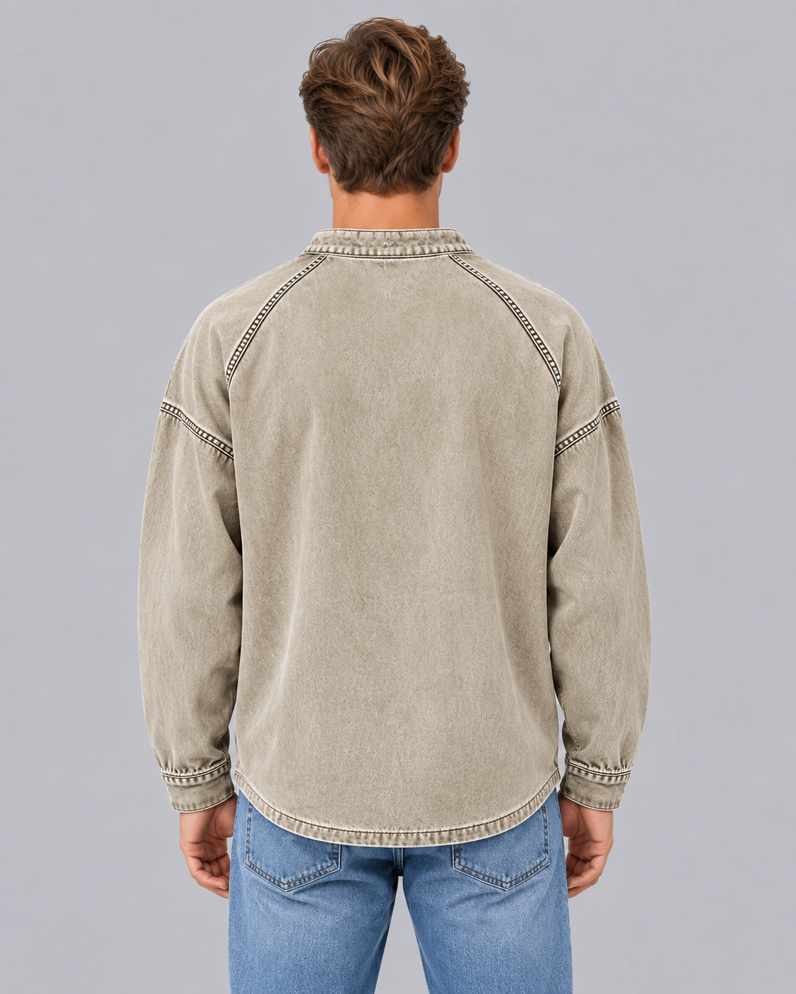 Men's Washed Vintage Henley Sweater | Long Sleeve Retro Jumper