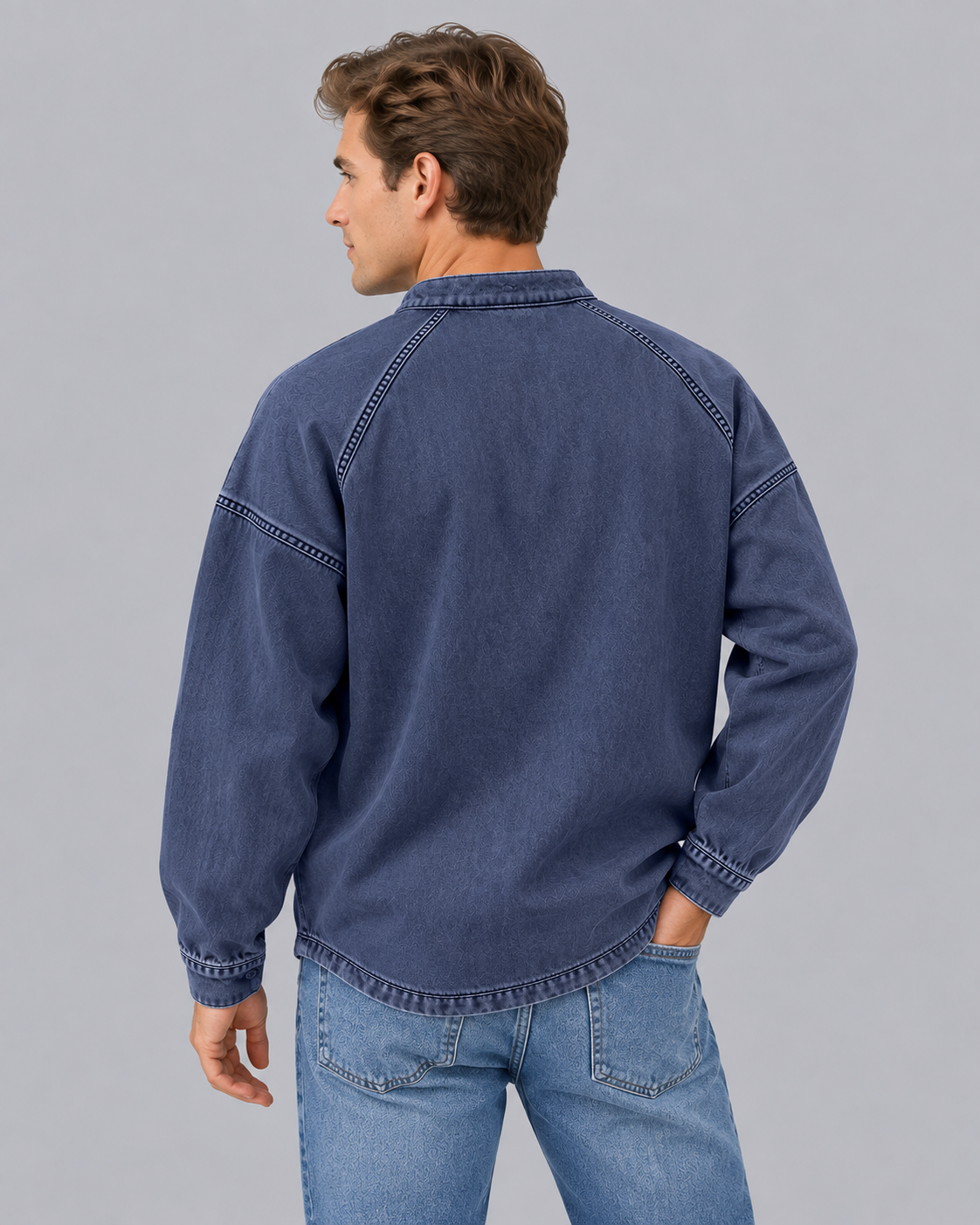 Men's Washed Vintage Henley Sweater | Long Sleeve Retro Jumper