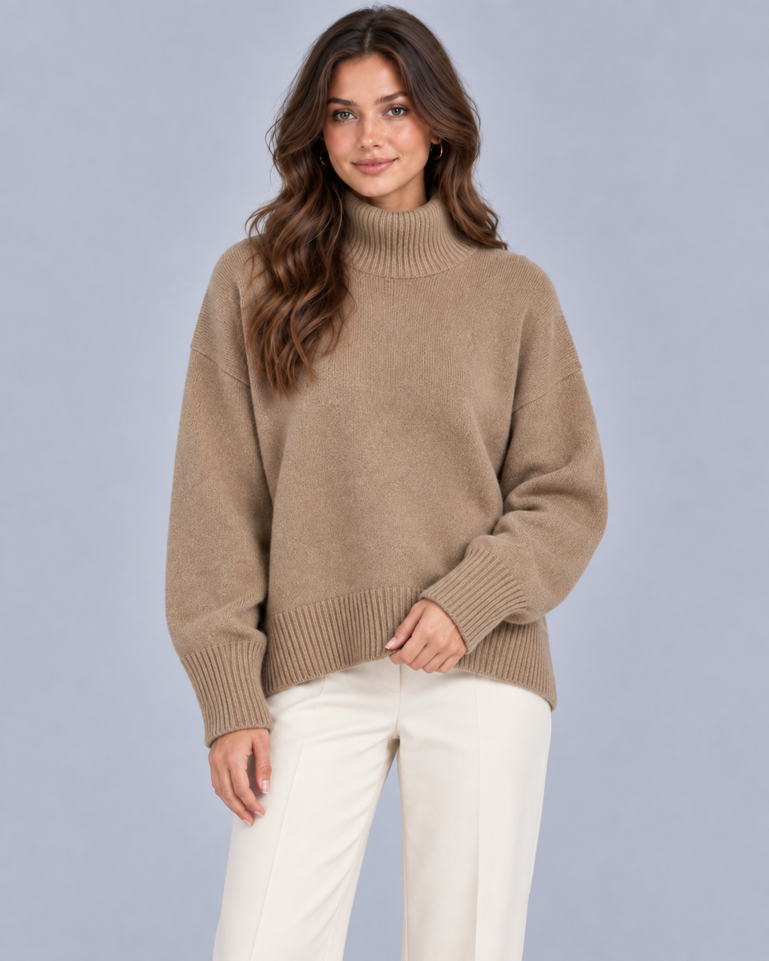 Women's Cashmere Turtleneck Sweater | Soft Jumper with Relaxed Fit