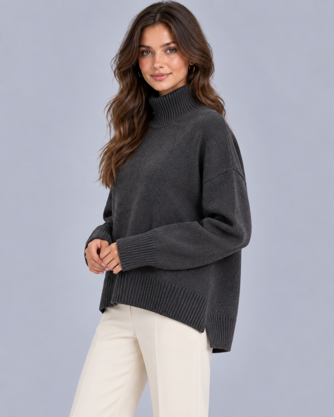 Women's Cashmere Turtleneck Sweater | Soft Jumper with Relaxed Fit