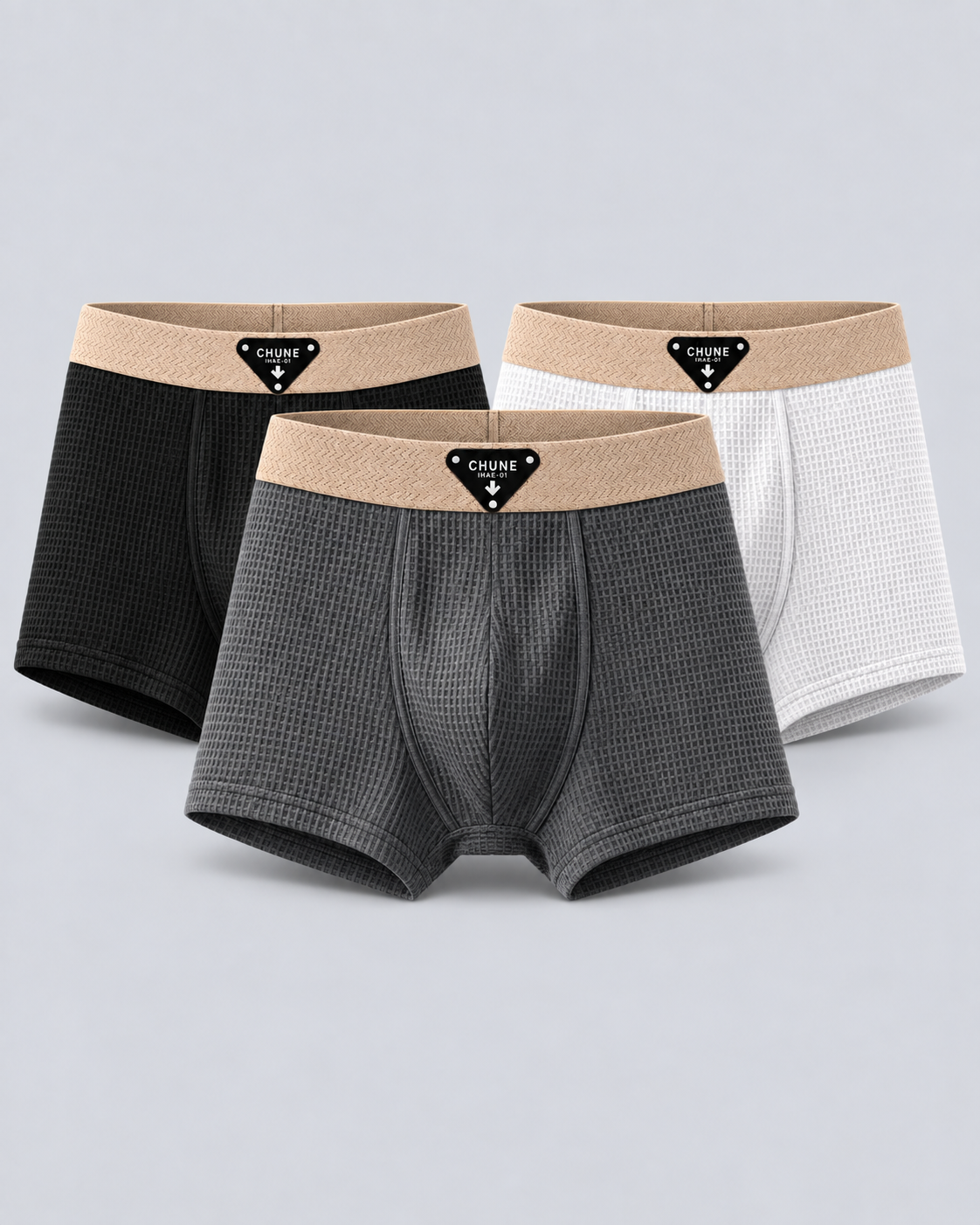 Men's Waffle Cotton Knit Boxer Briefs | Comfortable 4-Way Stretch Fit