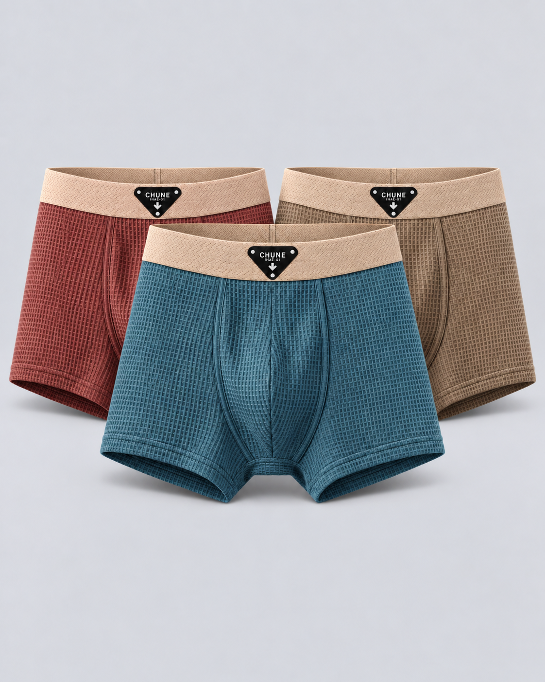Men's Waffle Cotton Knit Boxer Briefs | Comfortable 4-Way Stretch Fit