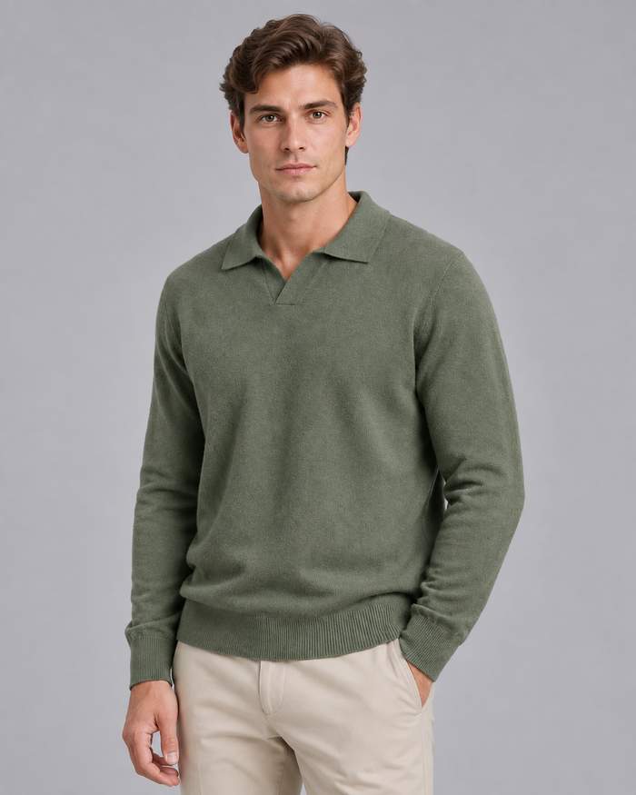 Men's Open-Collar Knitted Polo