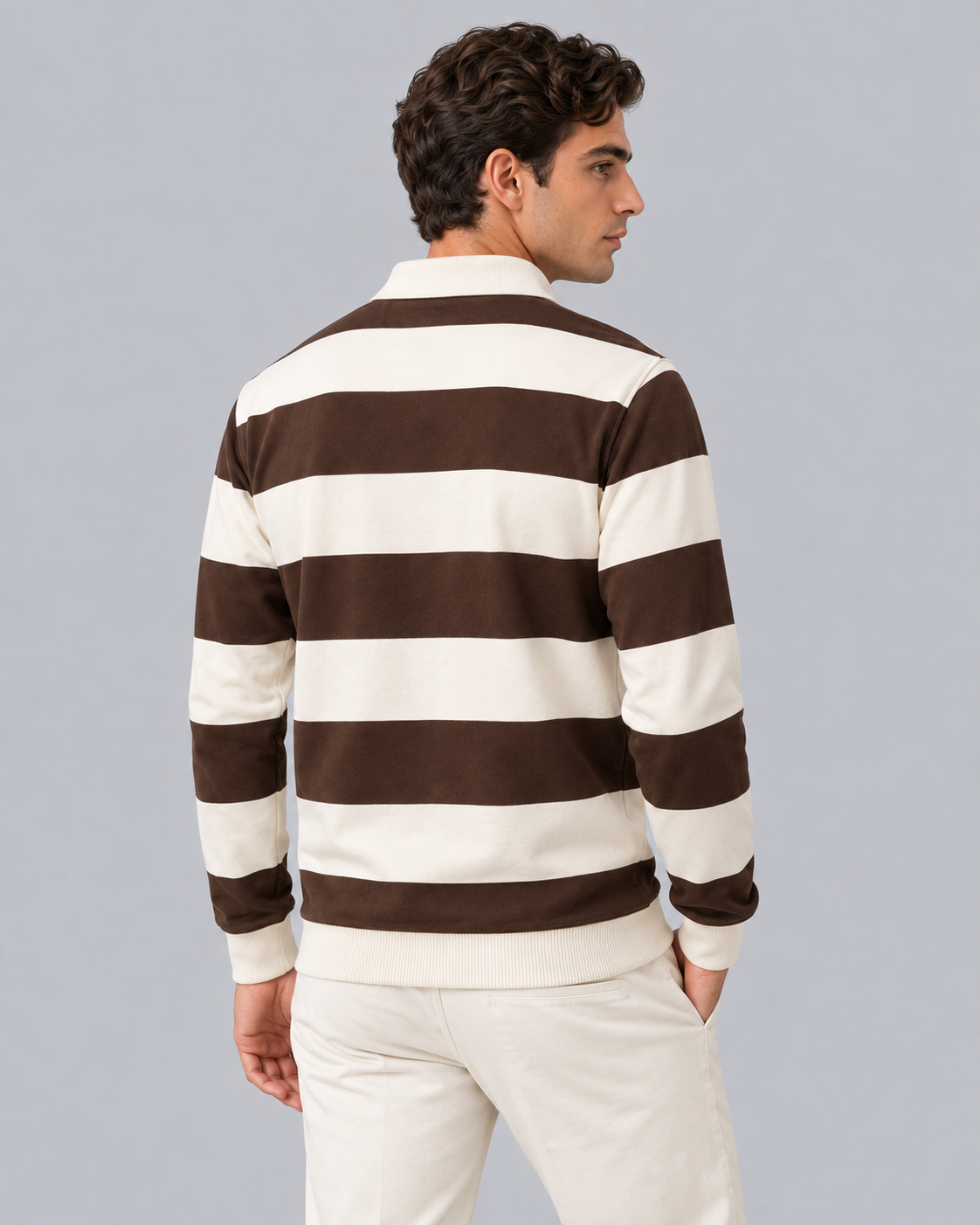 Men's Striped Rugby Polo | Long Sleeve Regular Fit