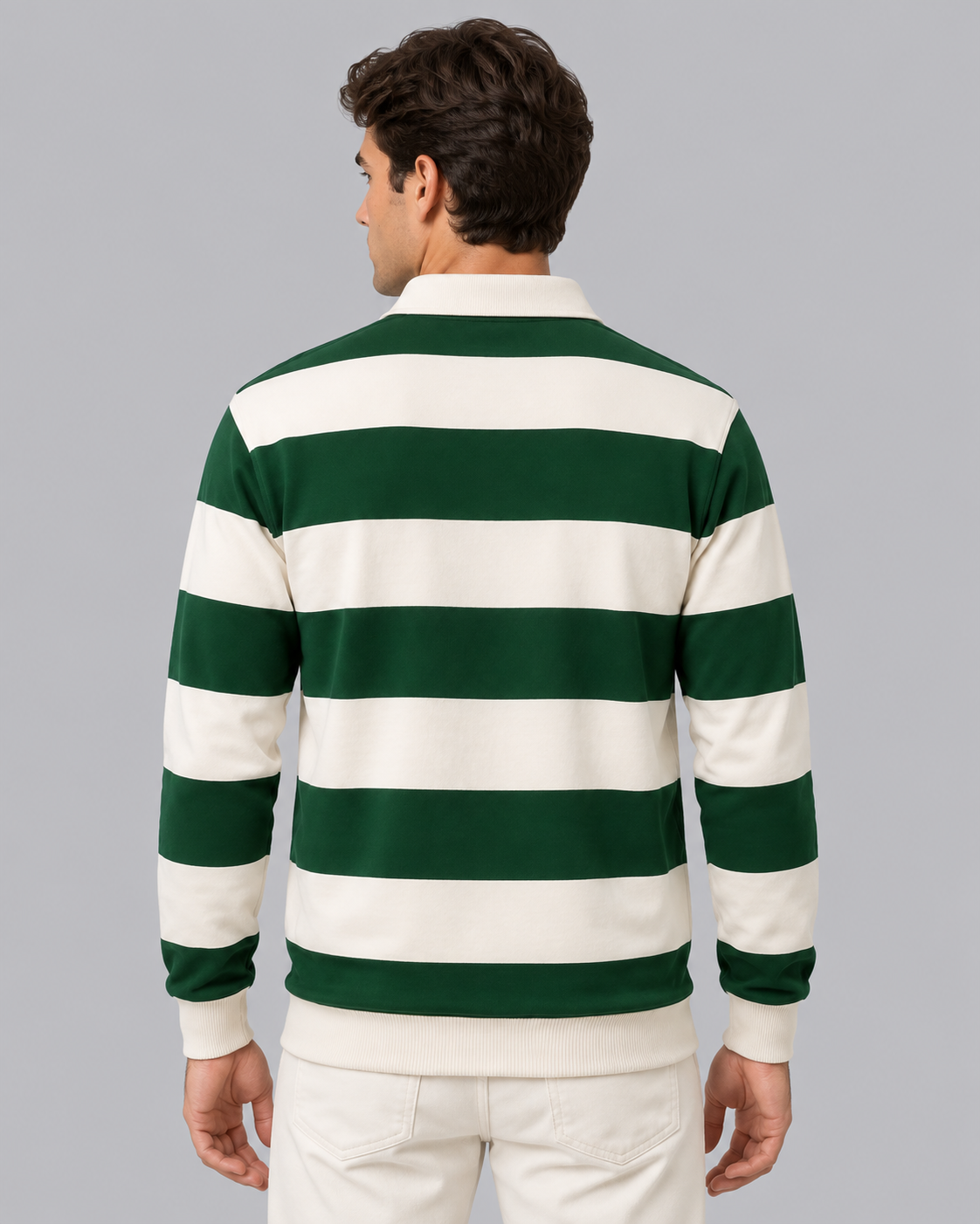 Men's Striped Rugby Polo | Long Sleeve Regular Fit