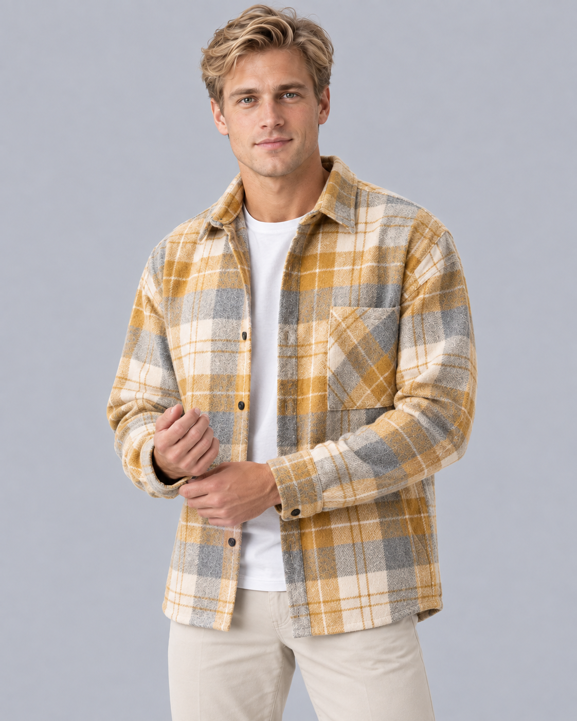 Men's Brushed Flannel Overshirt Jacket