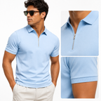 Men's Zip-Neck Slim-Fit Short-Sleeve Polo Shirt