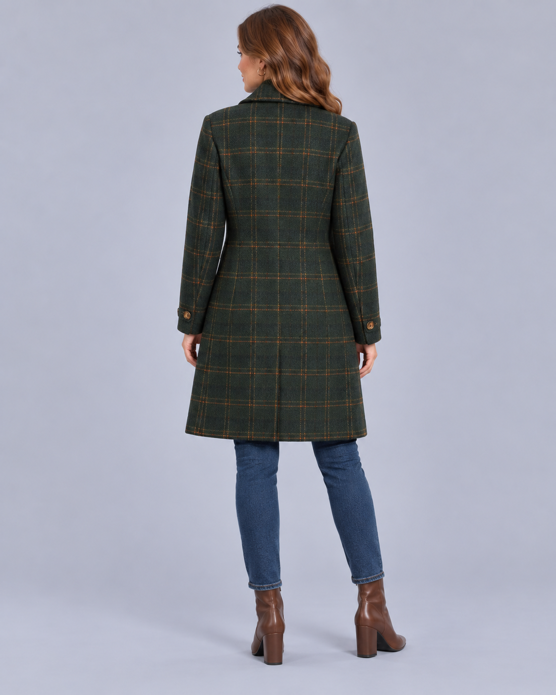 Women's Retro Lapel Plaid Tweed Coat | Mid-Thigh Fitted Jacket