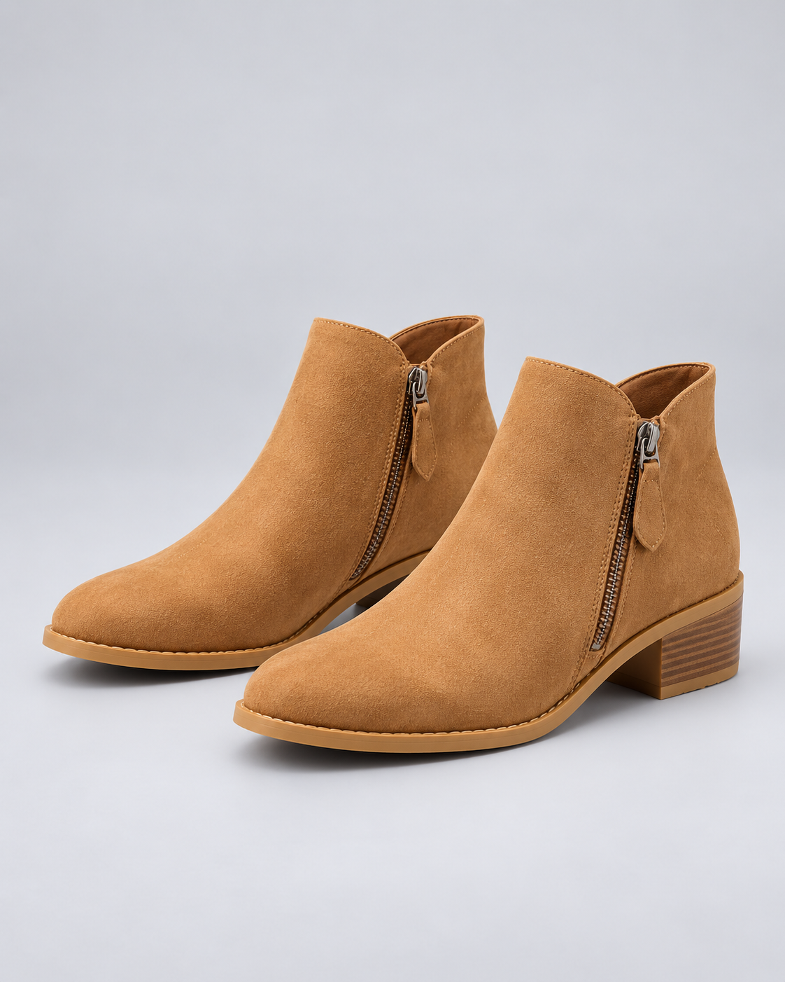 Women's Structured Leather Ankle Boots with Low Block Heel