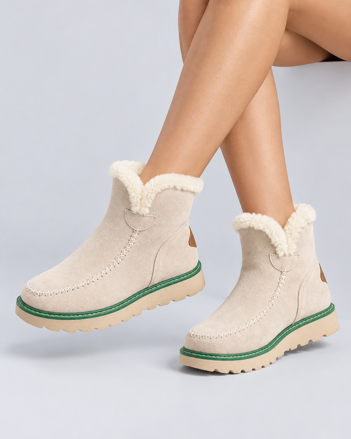 Women's Fleece Lined Platform Boots | Cozy Slip-On Casual Footwear