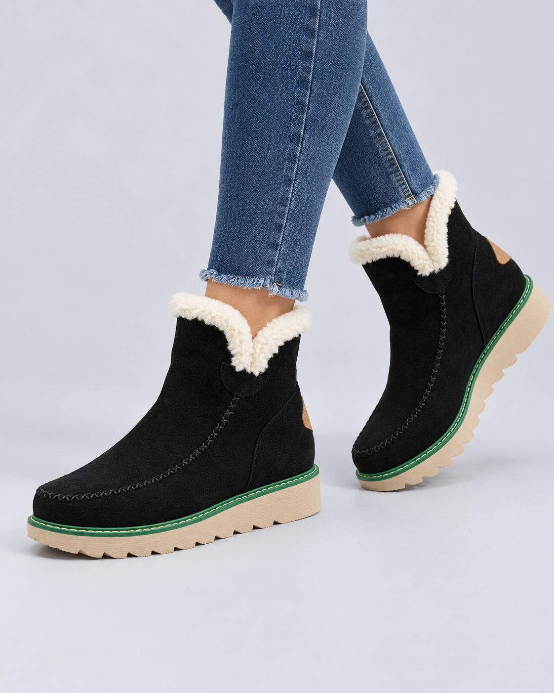 Women's Fleece Lined Platform Boots | Cozy Slip-On Casual Footwear