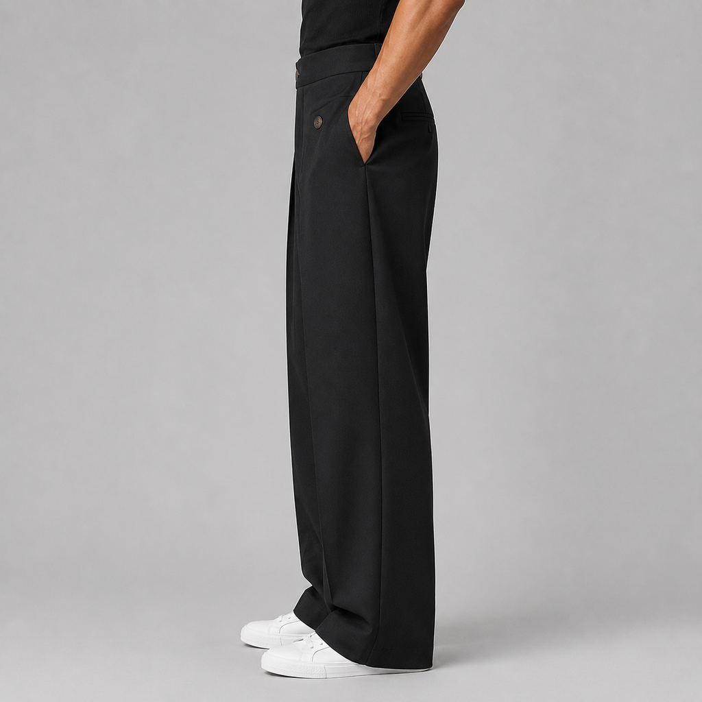 Men's High-Waisted Pleated Tailored Trousers