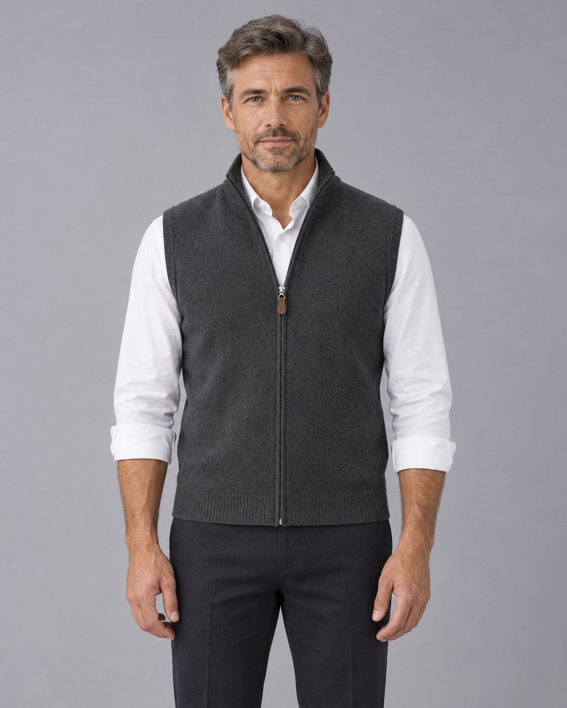 Men's Soft 100% Cashmere Gilet | Lightweight Full Zip-Up Vest