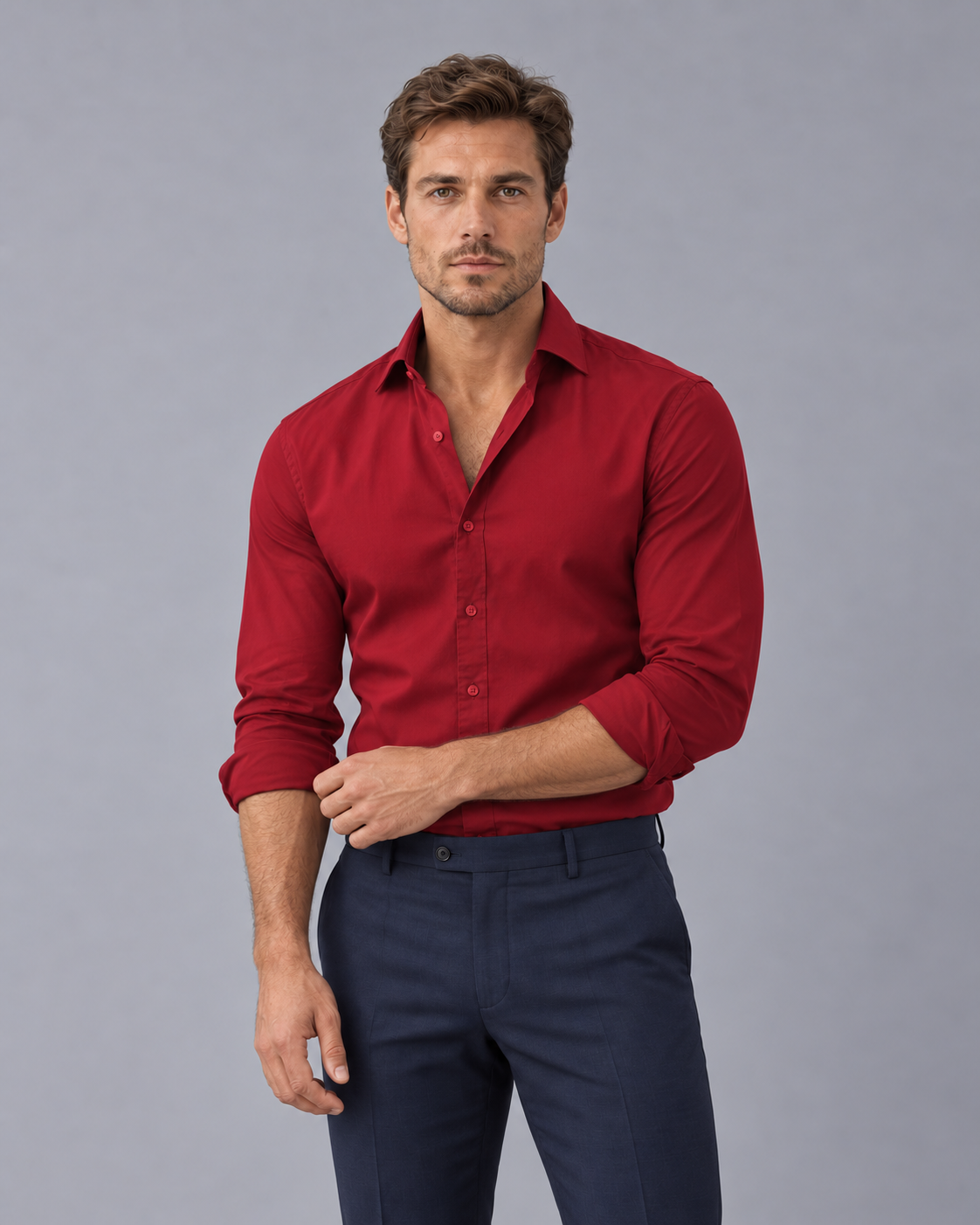 Men's Formal Dress Shirt | Tailored Fit with Button Placket
