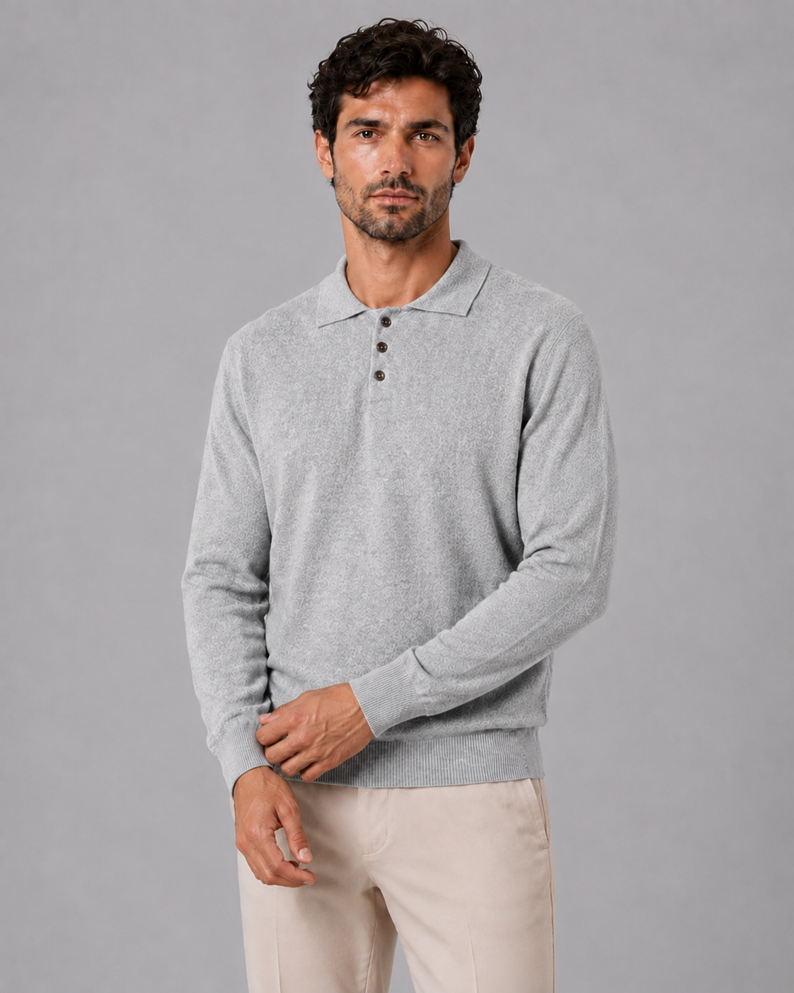 100% Cashmere Crewneck Polo Sweater