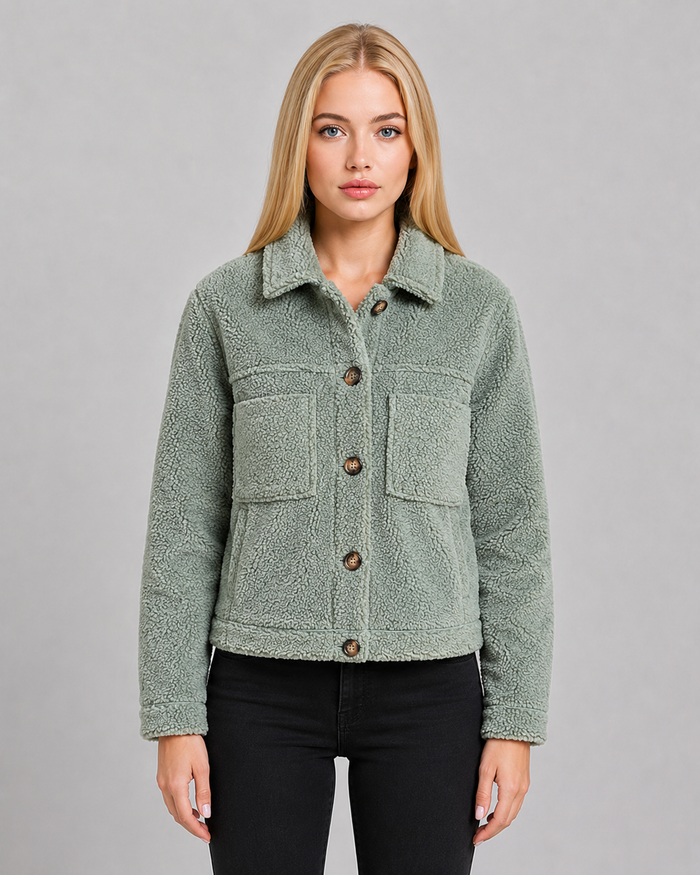 Women's Sherpa Cardigan with Relaxed Fit & Soft Fleece