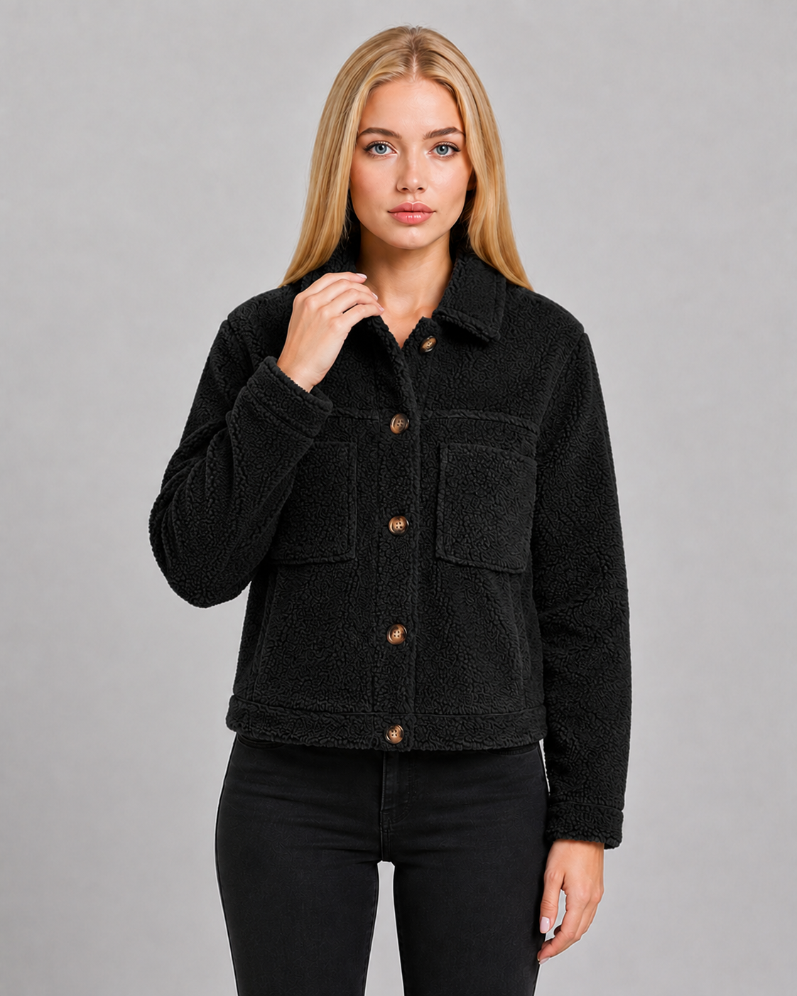 Women's Sherpa Cardigan with Relaxed Fit & Soft Fleece
