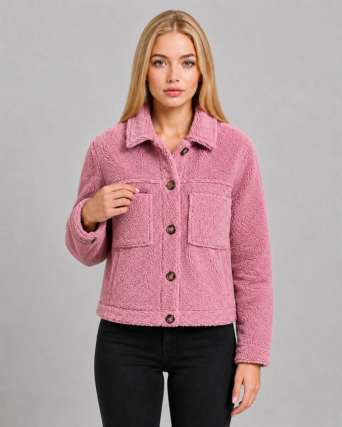 Women's Sherpa Cardigan with Relaxed Fit & Soft Fleece