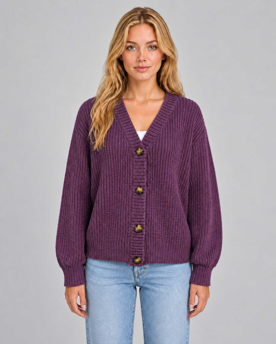Women's Long Knit Cardigan with V-Neck & Soft Finish