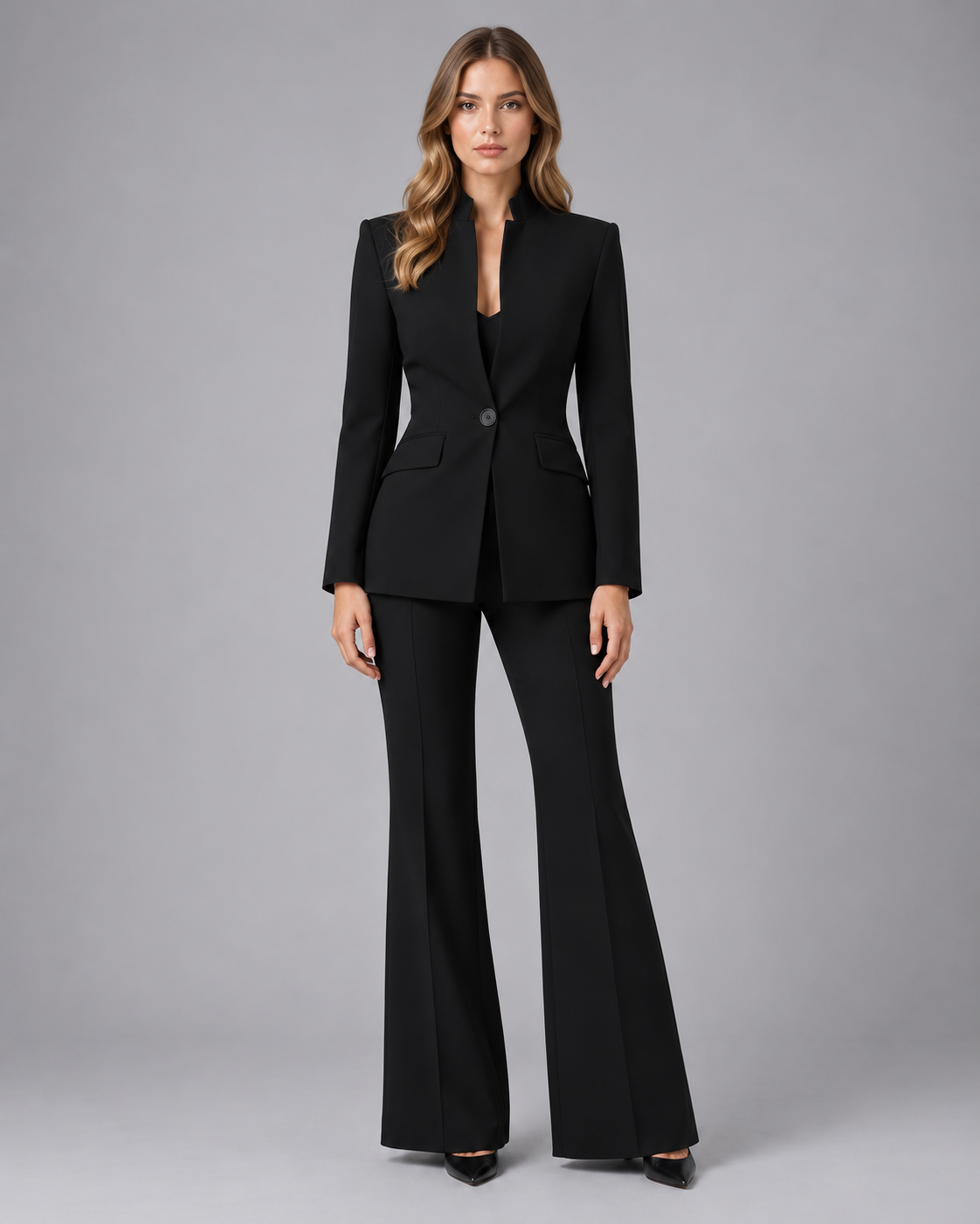 Women's Tailored Blazer & Wide-Leg Trousers Set