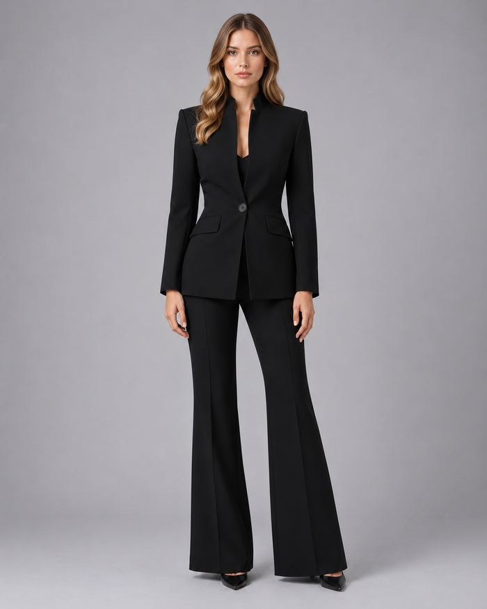 Women's Tailored Blazer & Wide-Leg Trousers Set