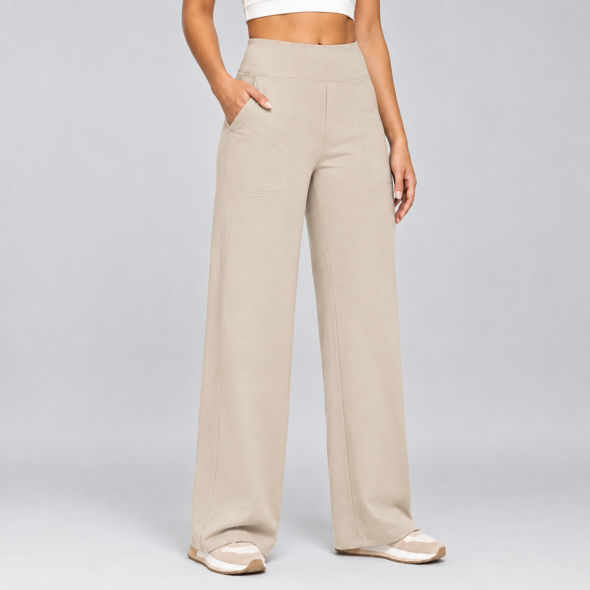 Women's High-Waisted Stretch Casual Trousers
