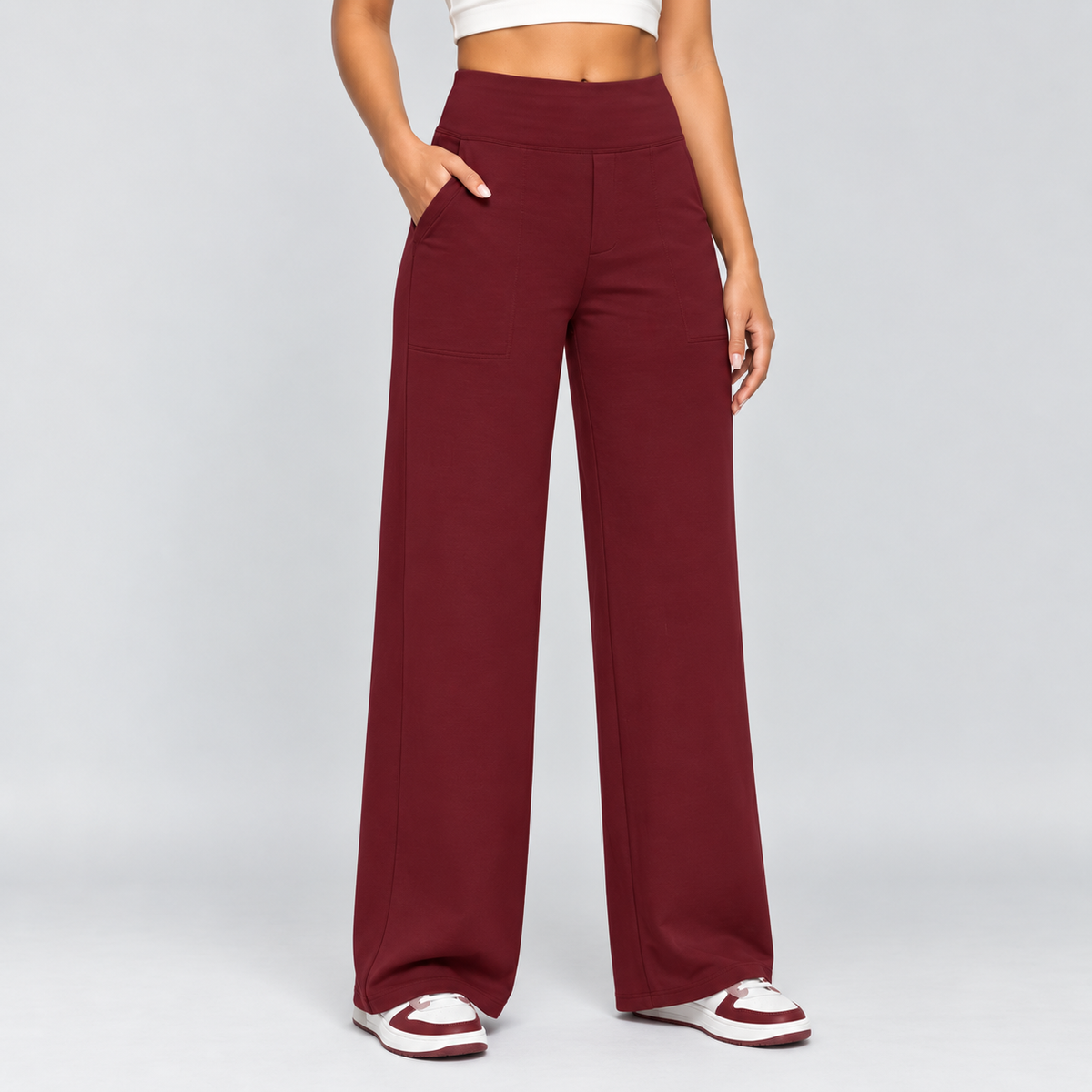 Women's High-Waisted Stretch Casual Trousers